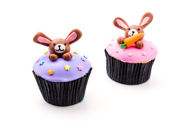 Easter cupcakes isolated white background