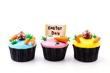 Easter cupcakes isolated white background