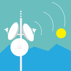 satellite and antenna technology with moon light