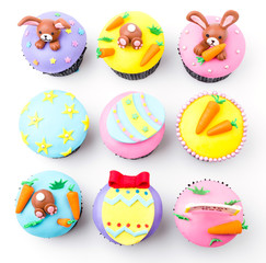 Easter cupcakes isolated white background