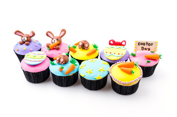 Easter cupcakes isolated white background