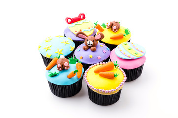 Easter cupcakes isolated white background