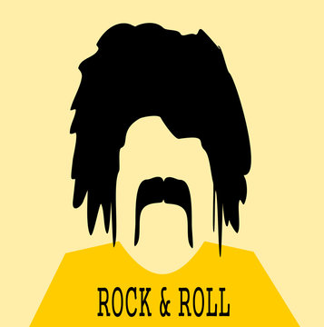 Rock And Roll Man With Bushy Hair And Mustache