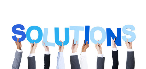 Business People Holding the Word Solution