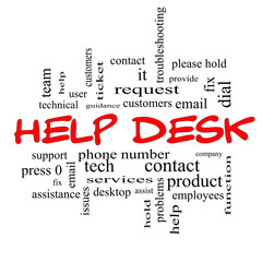 Help Desk Word Cloud Concept in red caps