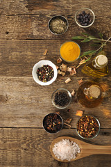spices on a wooden table