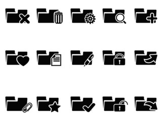 black file folder icons set