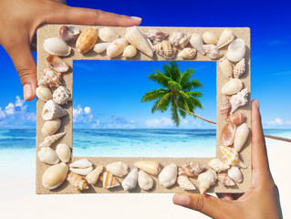 Sand Frame on Tropical Beach