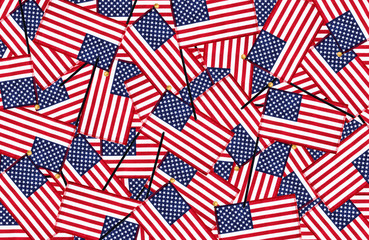 Fototapeta premium Miniature American flags background