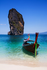 Boat on the beach at Phuket Island, Tourist attraction in Thaila