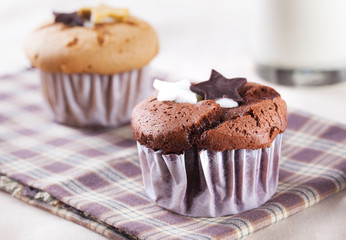 chocolate cup cake with chocolate star