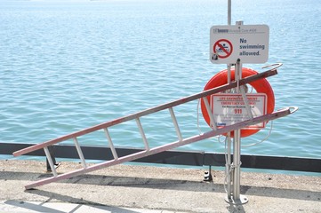 Life saving equipments in a no swimming area