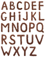 Coffee Alphabet isolated on white