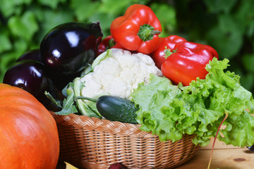 vegetables in wickerfresh vegetables