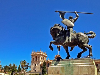 El Cid Statue with copy space, Balboa Park, San Diego