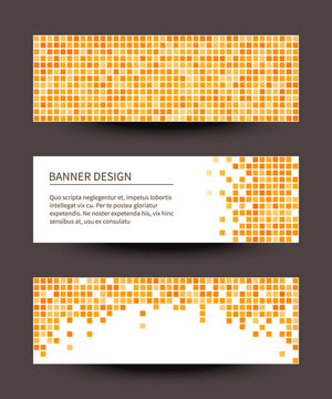Set of pixel banners on dark background.