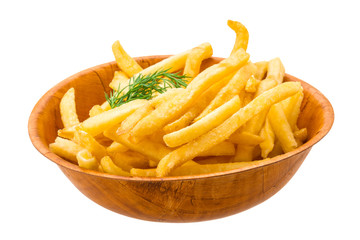 French fries on white background