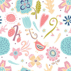 Cute seamless pattern with flowers.