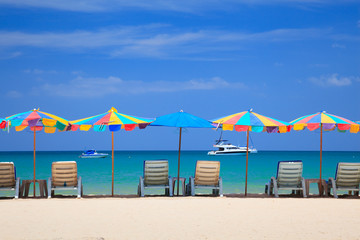 Beach chair on the beach, Phuketi, Thailand