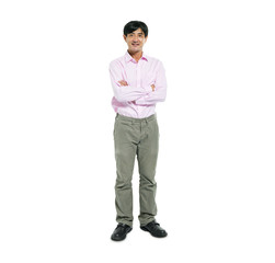 Confident Asian Man Standing with Arms Crossed