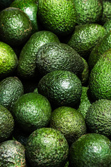 Avocado background. Fresh green avocado on a market stail. Food