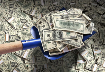 Money with shovel