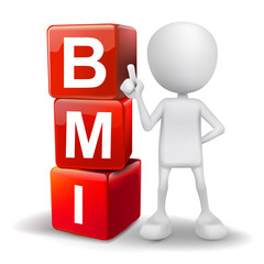 3d illustration of person with word BMI cubes