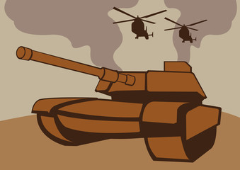 War with tanks and helicopters.