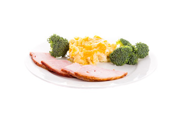 Ham Broccoli and Mac and Cheese