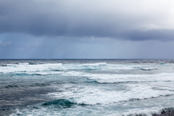stormy weather on the ocean, rain over the sea