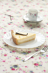 Piece of Vanilla Tart on a white plate