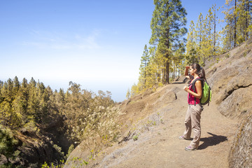 Fototapeta premium woman hiking in the mountain