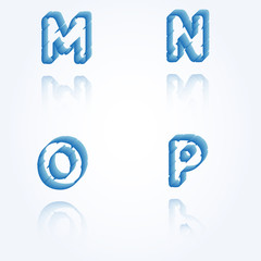 sketch jagged alphabet letters, M, N, O, P