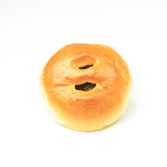 bread with raisins isolated on white