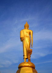 Behind of Buddha image on blue sky