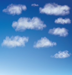 Clouds with blue sky. Vector illustration