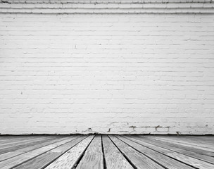 room with white brick