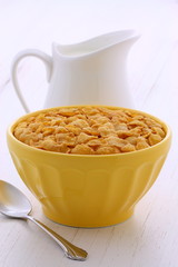 Healthy corn flakes breakfast