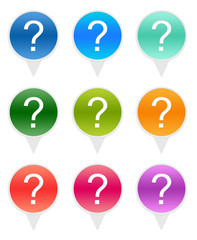 Rounded icons for markers on maps with question mark symbol