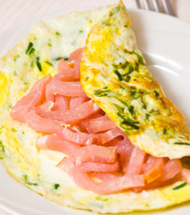 omelette with smoked meat