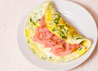 omelette with smoked meat