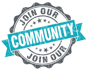 Obraz premium Community turquoise grunge retro vintage isolated seal