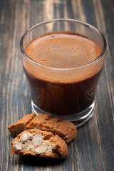 Cup of coffee and biscotti cookies