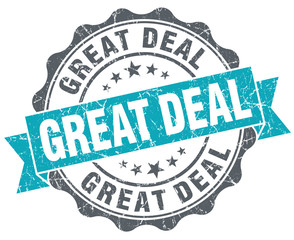 Fototapeta premium Great deal blue grunge retro style isolated seal