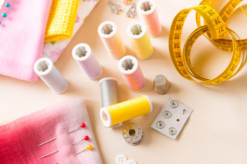 Sewing accessories on the table