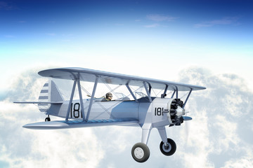 Biplane in Sky © tridland