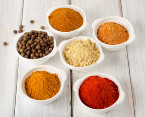 Assortment of powder spices