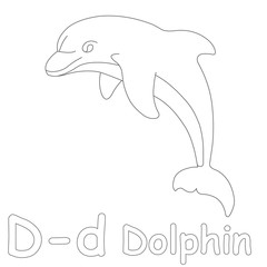 D for Dolphin Coloring Page