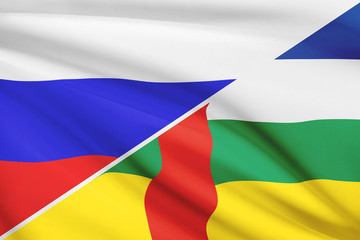 Fototapeta premium Series of ruffled flags. Russia and Central African Republic.
