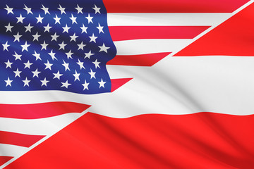Obraz premium Series of ruffled flags. USA and Austria.